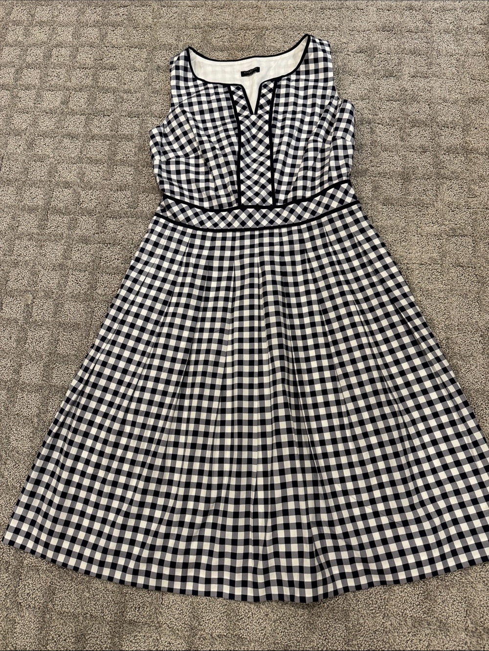 Talbots Black and White Gingham Midi Dress 4p